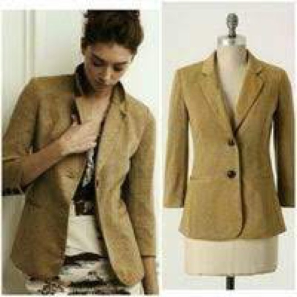 Anthropologie Cartonnier Yellow To A Tee 3/4 Sleeve Blazer